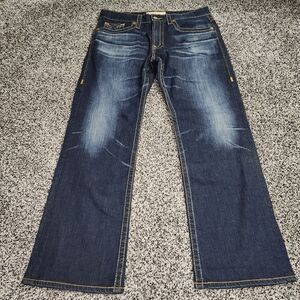 big star pioneer boot jeans, Mens Size 34x30.5,Darkwash,Thick Stitch, Stretch